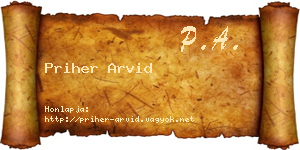 Priher Arvid névjegykártya